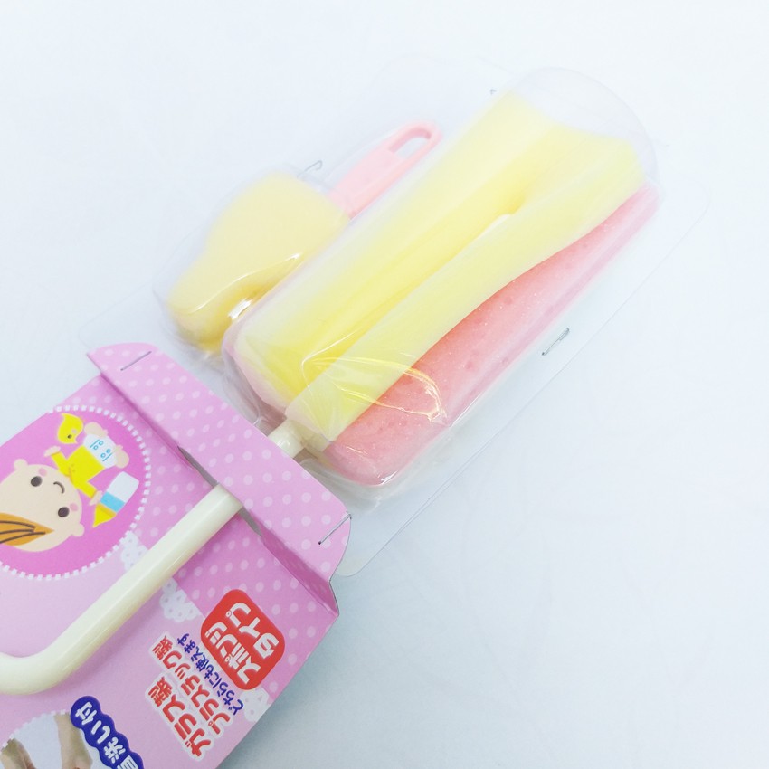 Set 2 Dụng Cụ Cọ Rửa Bình Sữa, Núm Ty Cho Bé Đầu Mút Xốp