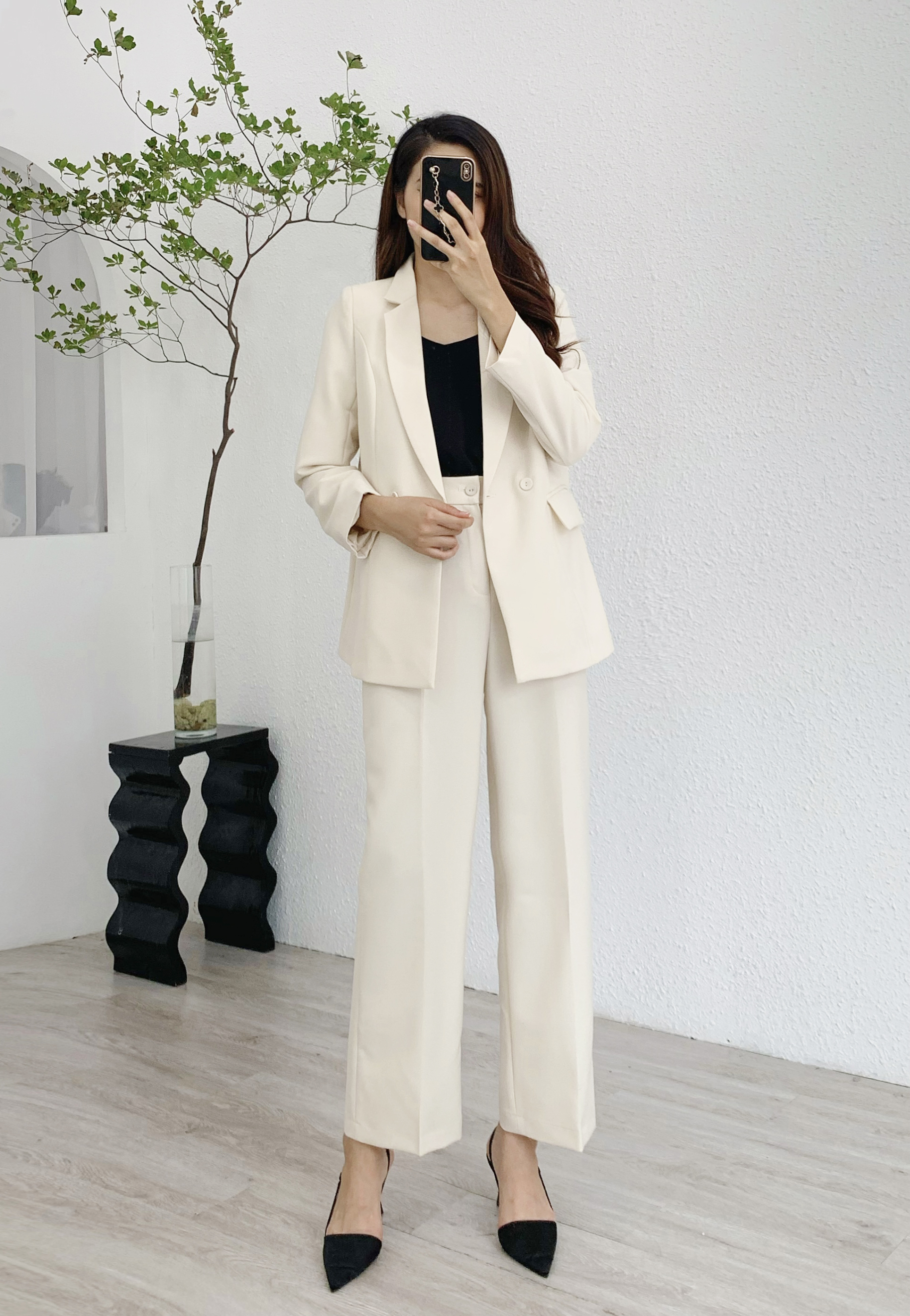 Maiimer - Quần ống suông màu be Lucy