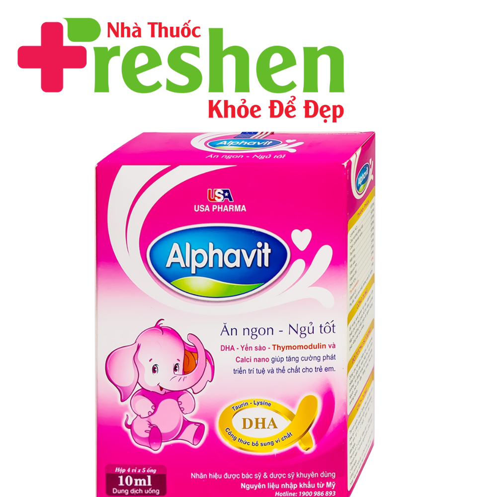 Dung dịch uống Alphavit USA Pharma hỗ trợ ăn ngon ngủ tốt (20 ống x 10ml)