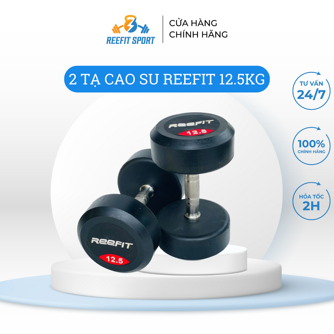Bộ 2 tạ tay cao su REEFIT 12.5kg  Tạ Phòng Tập (2 cục 12.5kg, tổng 25kg)