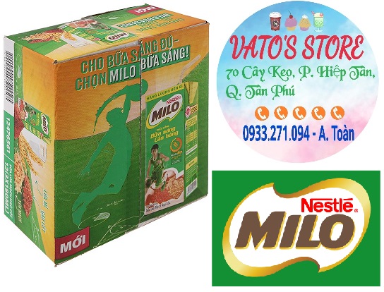 Thùng 36 hộp sữa Nestle Milo bữa sáng 36 hộp x 180ml Combo 3 lốc 9 hộp sữa