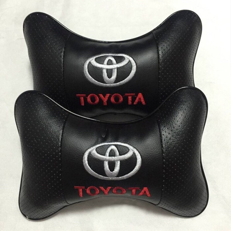 Gối tựa đầu màu đen cho xe Toyota, chất liệu da mềm mại, êm ái