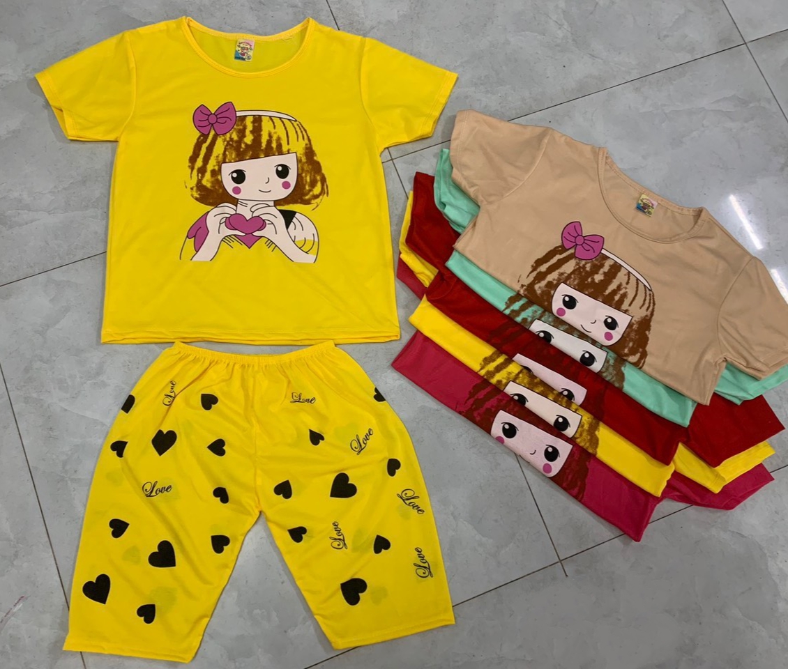 Bộ Thun Cotton Tay Ngắn Quần lửng Bé (16-24kg) (giao màu ngẫu nhiên)
