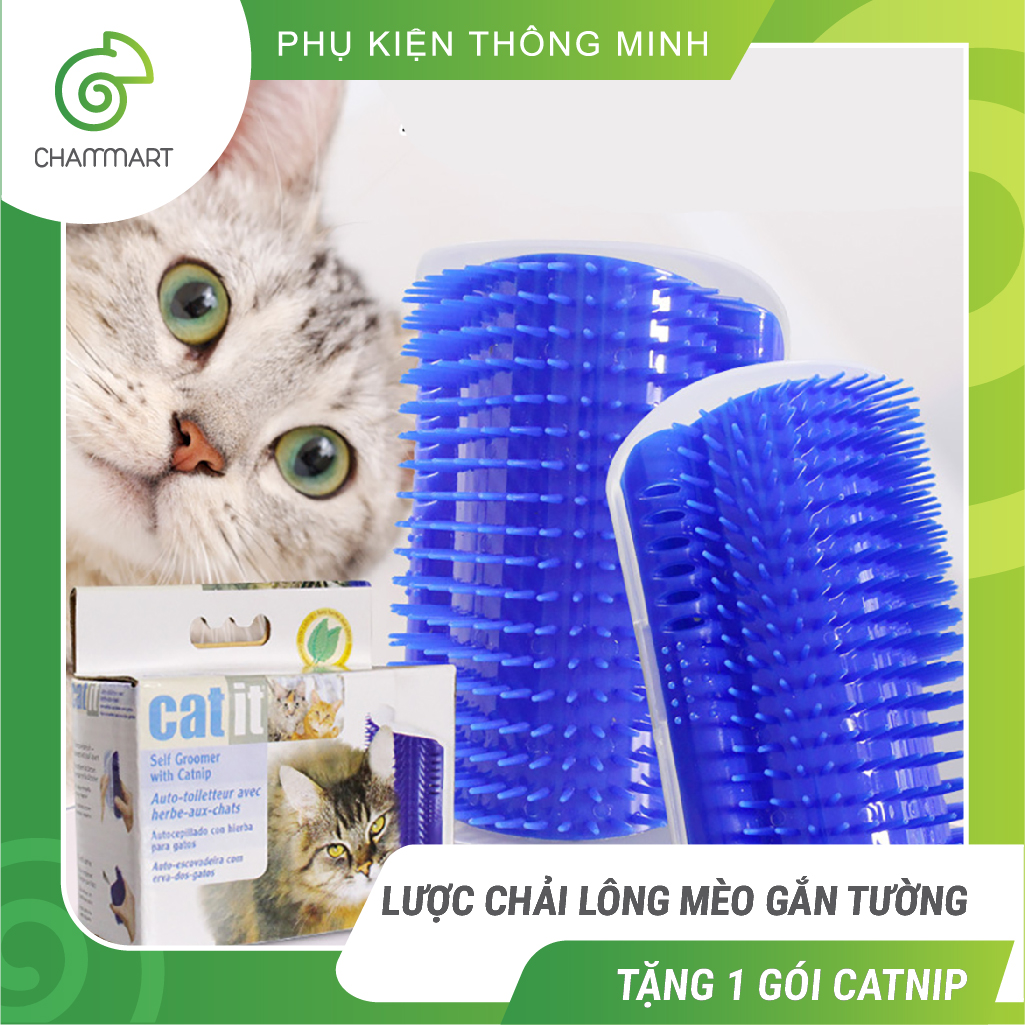 Lược chải lông mèo gắn tường Zhengchen bàn chải lông rụng cọ má và gãi ngứa cho mèo tặng gói catnip màu ngẫu nhiên