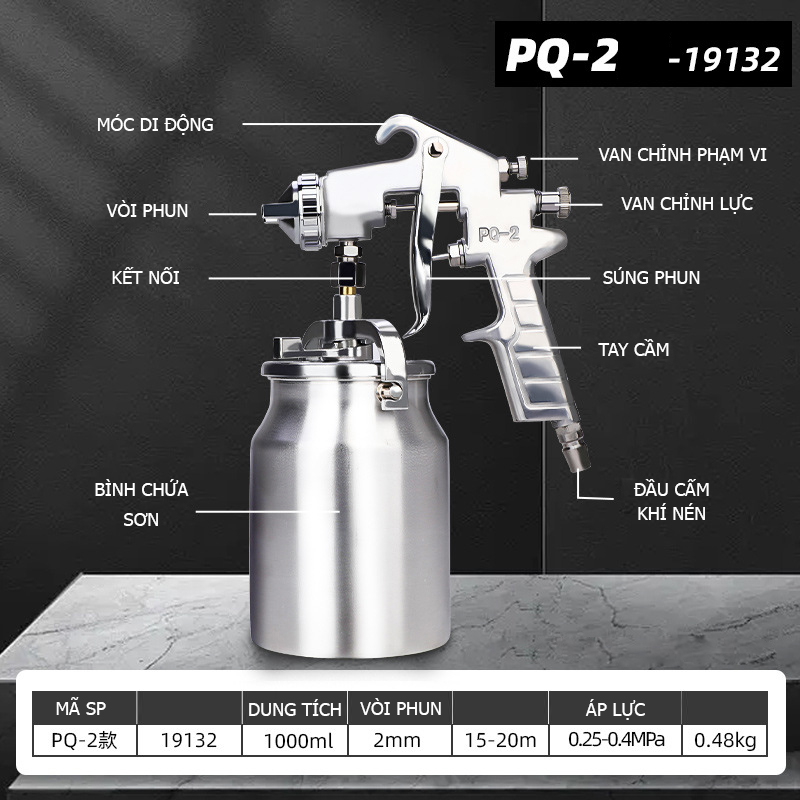 Súng phun sơn khí nén tuosen pq-2 f75, một sản phẩm của tuosen