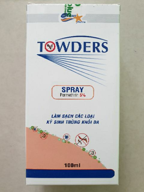 Chai xịt ghẻ ngứa Towders Spray 100ml (Permethrin 5%)Chai xịt ghẻ xịt khăn 100ml (Permethrin 5%)