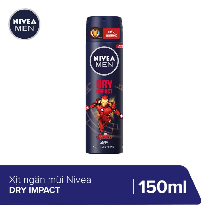 Xịt ngăn mùi NIVEA MEN Dry Impact Khô Thoáng Tức Thì (150ml) - 81602 (Phiên bản giới hạn Iron Man) nhập khẩu