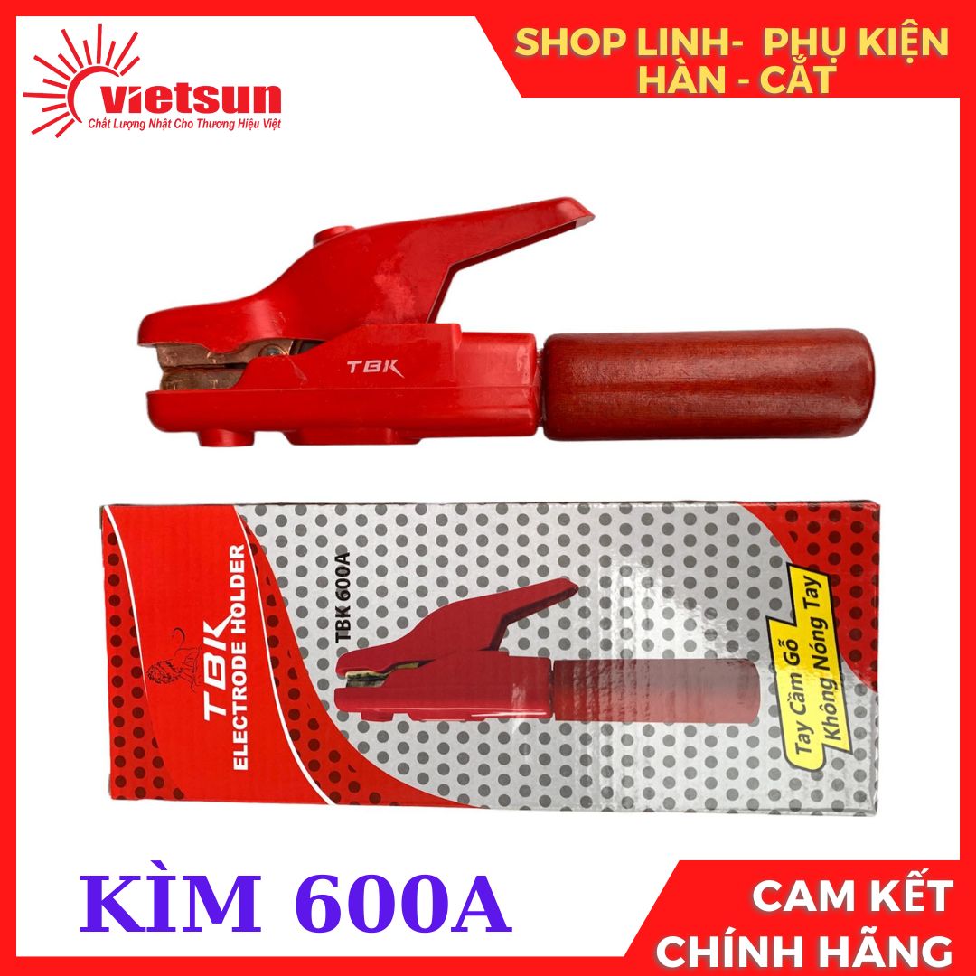 Kìm hàn cán gỗ 600a, kìm hàn tay gỗ