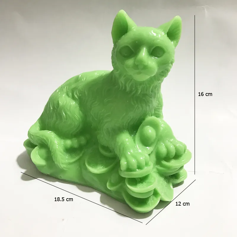 [HCM]Tượng đá mèo đại màu xanh