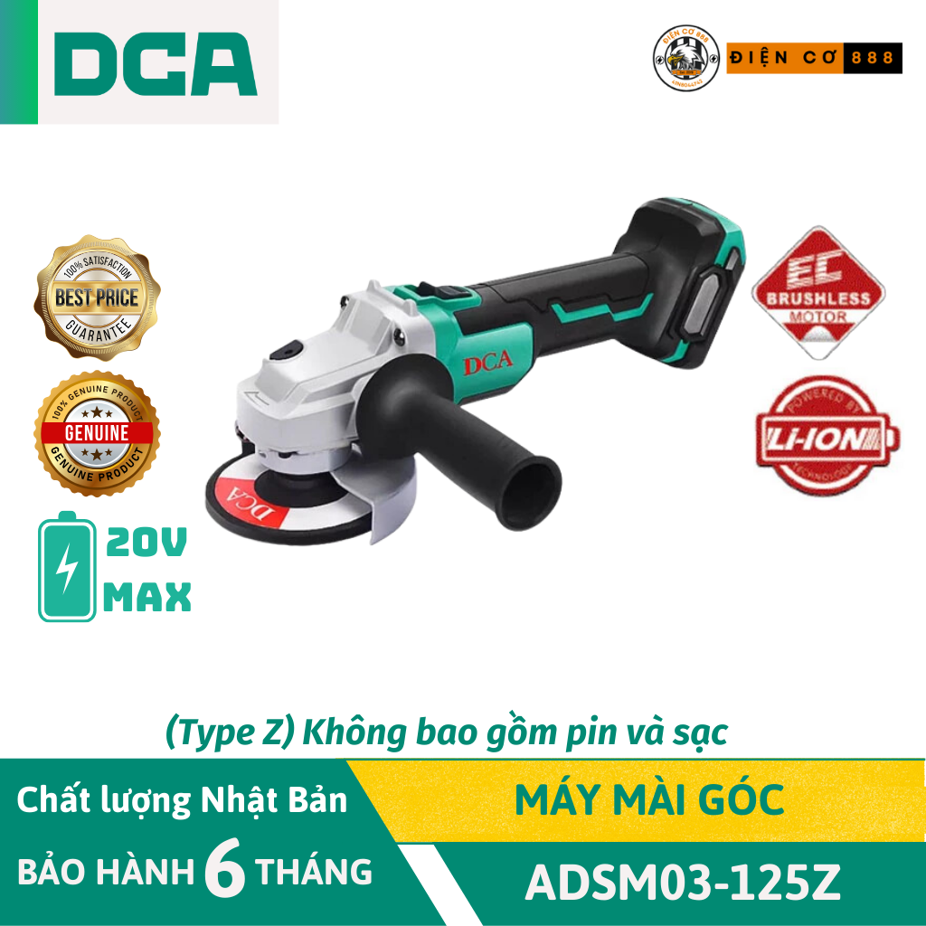 Máy mài pin DCA ADSM03-125EM 20V (2xPin 20V/4Ah, 1xSạc 20V/4Ah)