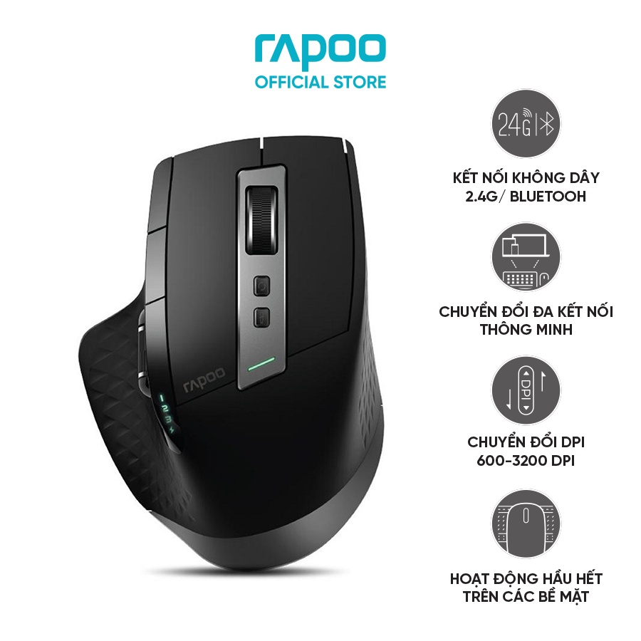 Chuột Rapoo Multi-mode Wireless MT750S - Đa thiết bị, Bluetooth 3.0/4.0 và USB Wireless 2.4Ghz