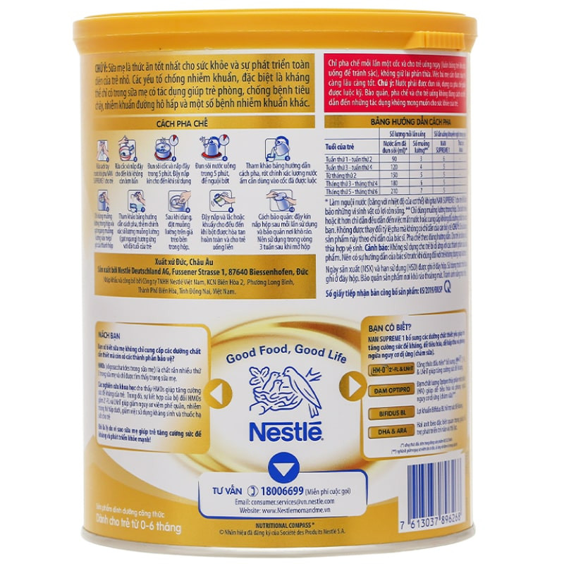 (HSD T5-2024) Sữa Bột NAN Supreme Pro Số 1 800g (0 - 6 Tháng).