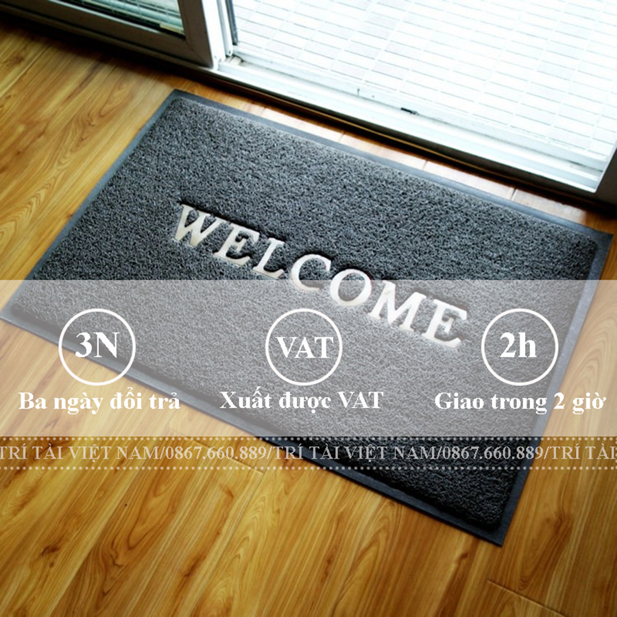 Thảm welcome chống trơn trượt, kích thước 40x60cm