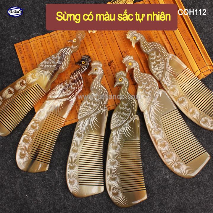 Lược sừng Công đẹp làm quà tặng VIP (Size: L - 18cm) Chăm sóc tóc - Horn Comb of HAHANCO - COH112S