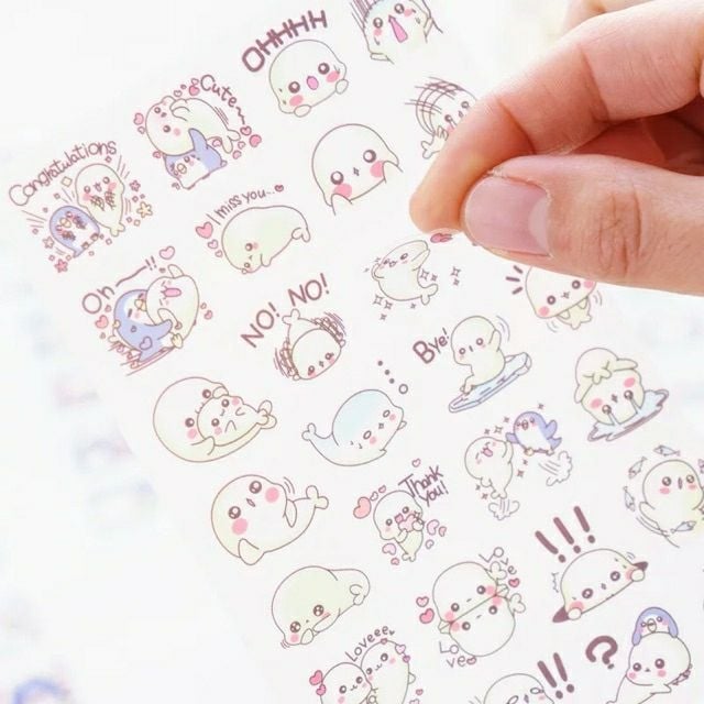 Set 6 nhãn dán sticker sư tử biển