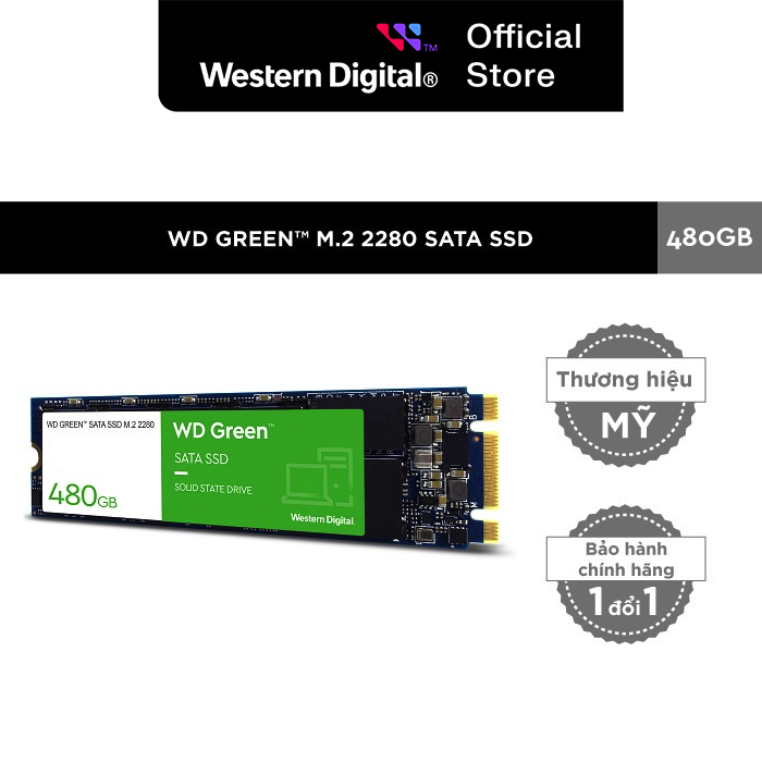 Ổ Cứng SSD Western Digital WD GREEN M.2 2280 Sata III 480GB WDS480G3G0B  MixASale