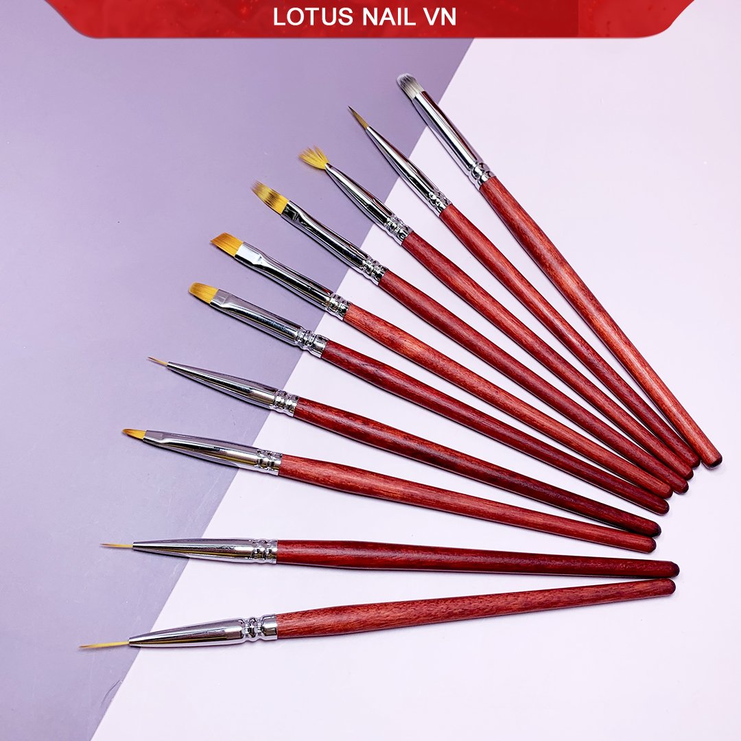 Cọ vẽ móng cán gỗ cao cấp đủ loại