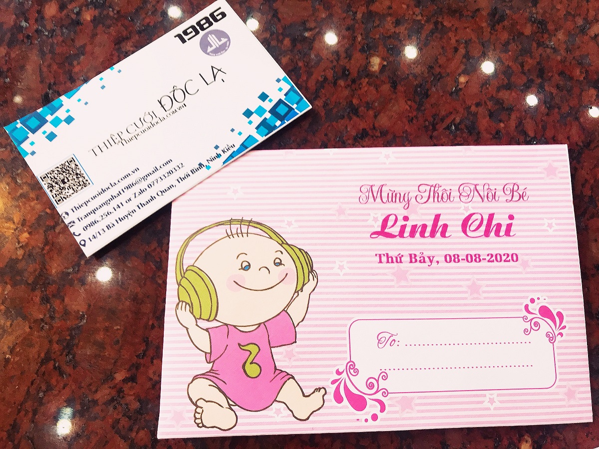 Combo 200 - Thiệp Thôi nôi, Sinh nhật, Đầy Tháng Bé Gái