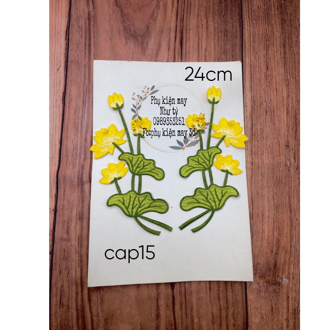 (cặp sen thêu ủi) cặp ren thêu ủi xinh xắn 24cm