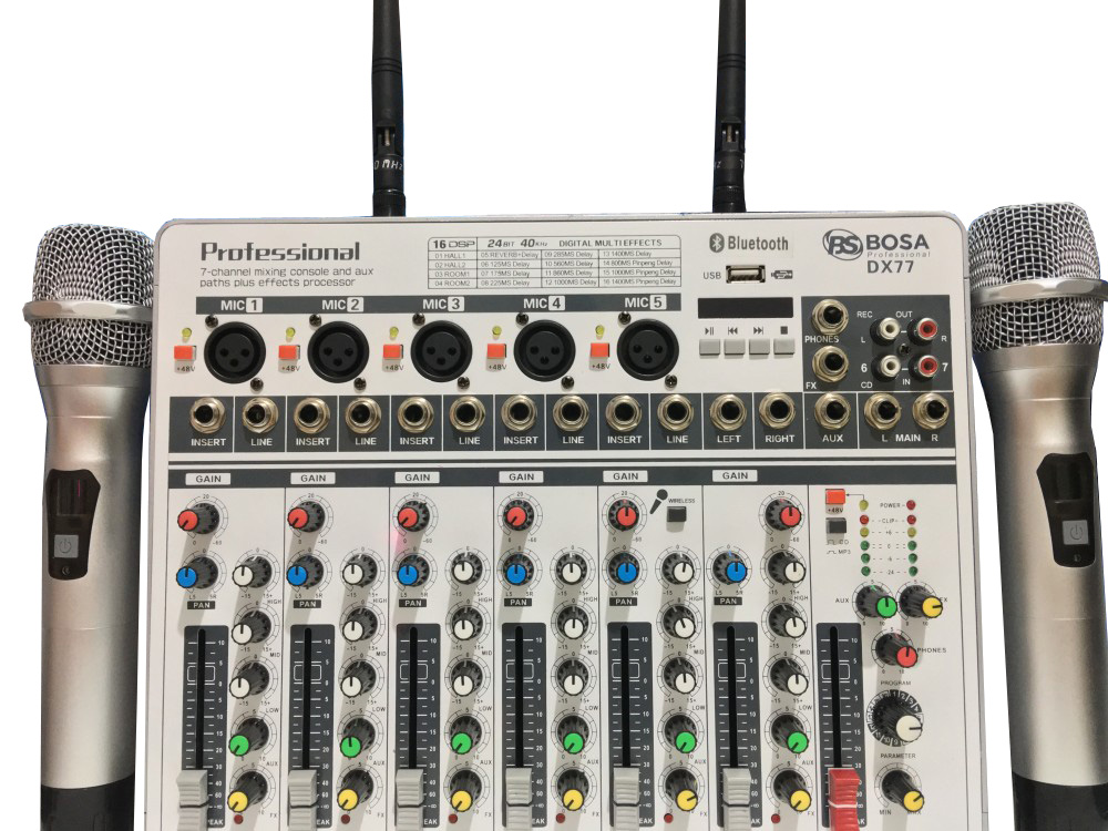 [HCM][Trả góp 0%]Mixer BOSA DX77 Tích Hợp Micro Không Dây