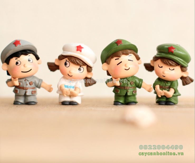 Tượng Cặp đôi lính tượng trang trí tiểu cảnh mini