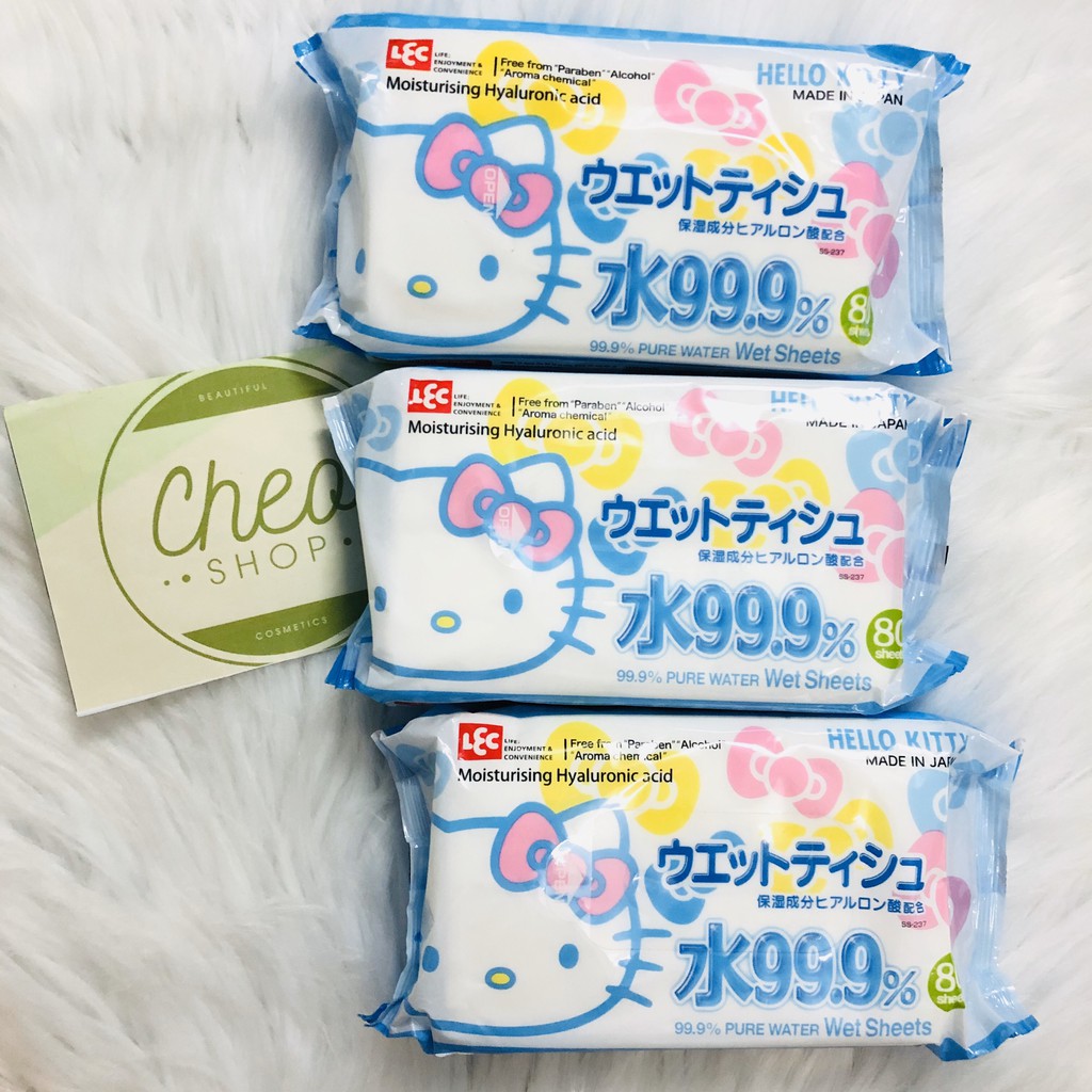 [HCM]Combo 3 bịch khăn ướt Lec Hello Kitty 80 tờ