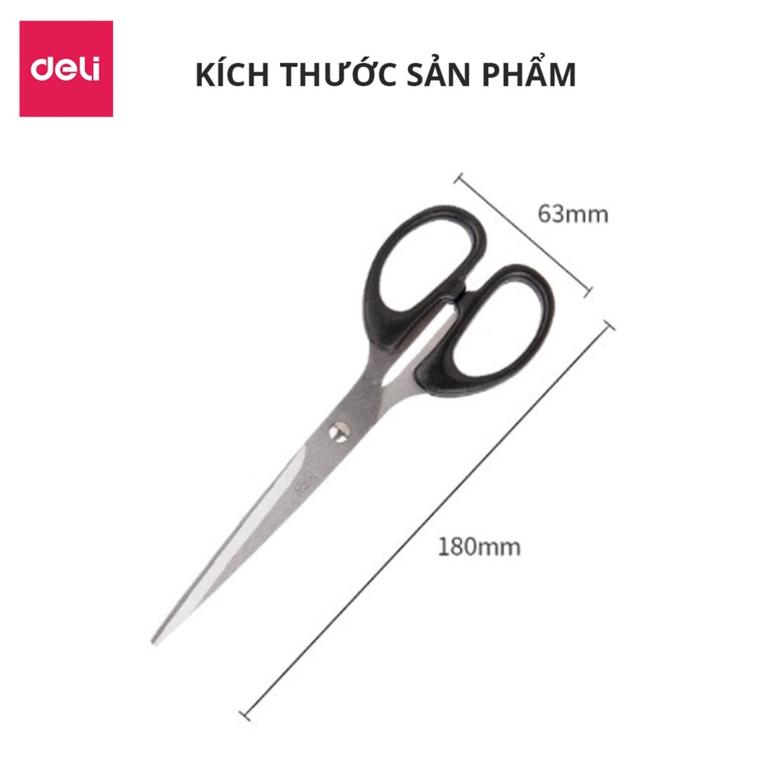 Kéo văn phòng 175mm Deli - Đen/Đỏ - 1 chiếc - E6009