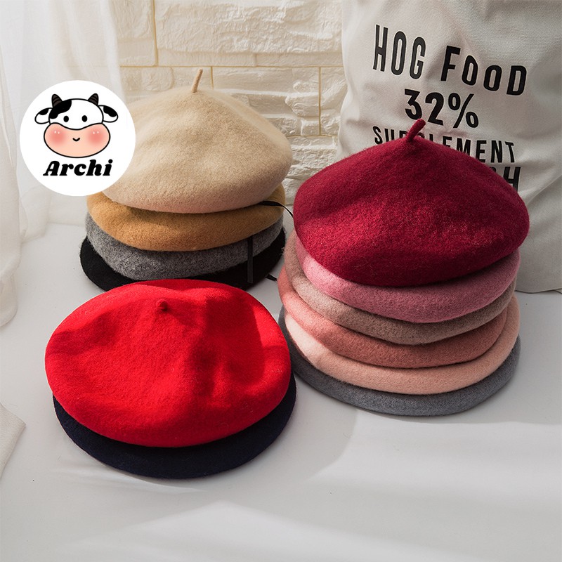 Mũ nồi beret dạ  Ảnh thật