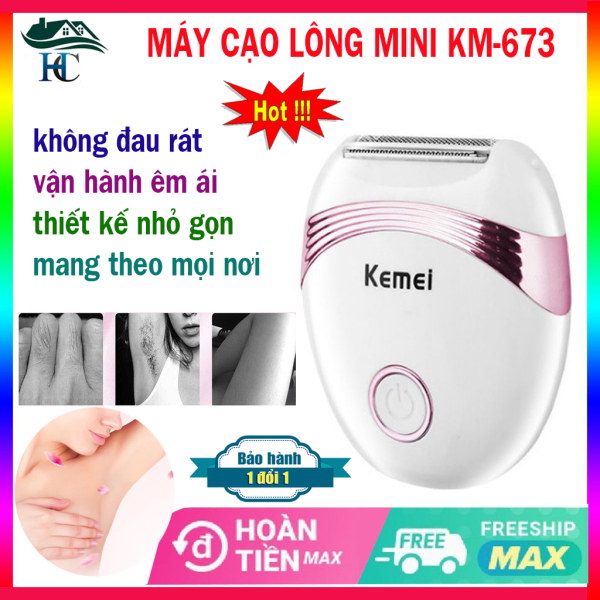 (TẶNG PIN) Máy Cạo Lông mini đa năng Kemei 673 tỉa lông chân, triệt lông tay, lông nách, cạo ria mép, Bikini- Hiệu quả, tiện lợi, an toàn
