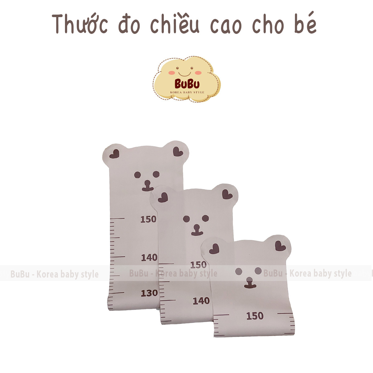 Thước Đo Chiều Cao Dán Tường Trẻ Em Bé Hình Gấu Dễ Thương