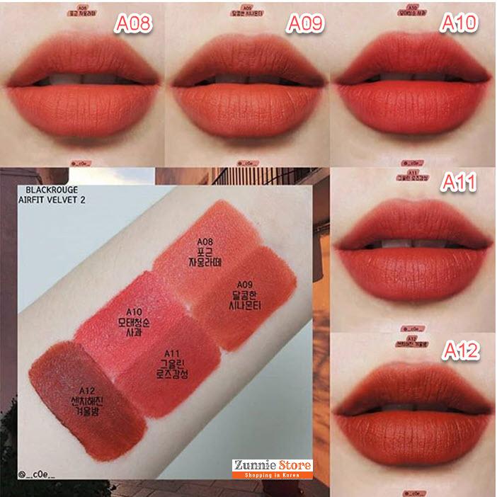 SON KEM LÌ SIÊU MỊN BLACK ROUGE CHÍNH HÃNG  AIR FIT VELVET TINT VERSION 2 bền màu độ bám cao không gây hiện tượng khô môi