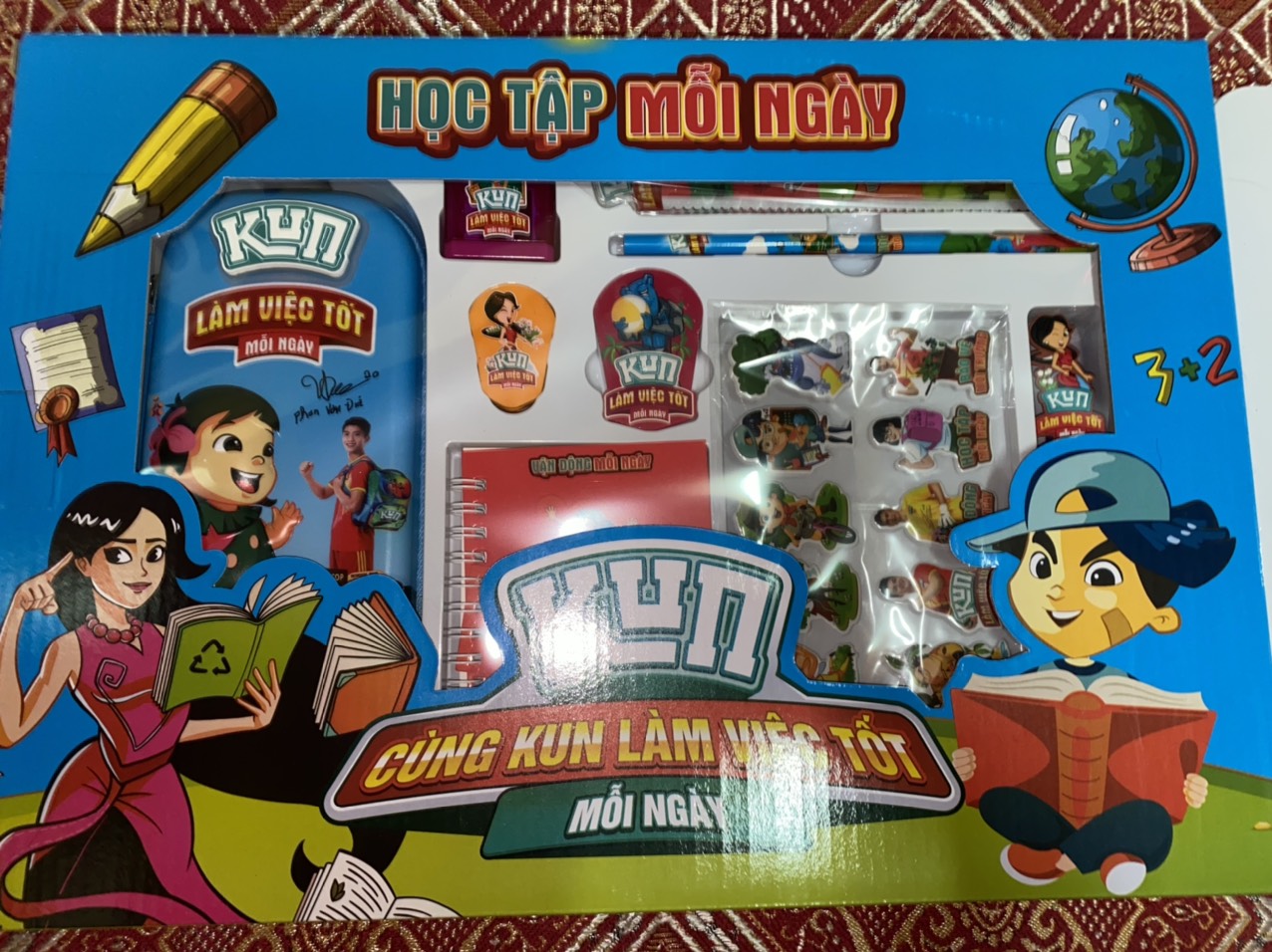 Bộ đồ dùng học tập Kun - Bộ đồ dùng Kun set 9 món cao cấp