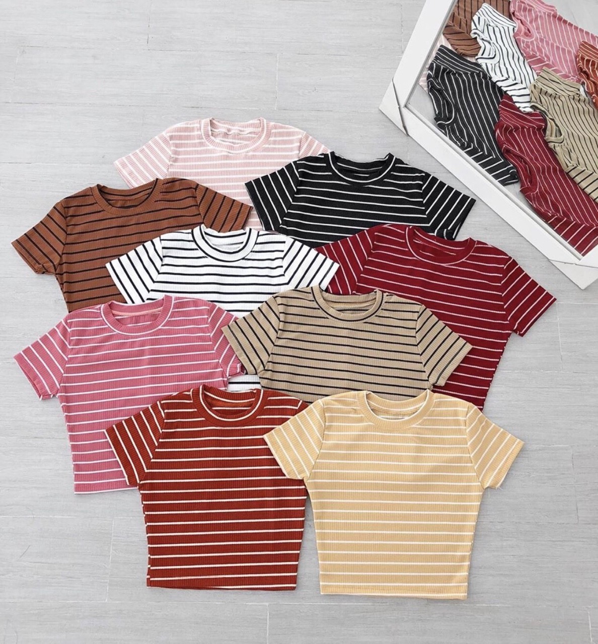 ÁO CROPTOP SỌC BASIC CHẤT THUN GÂN MỀM SNU