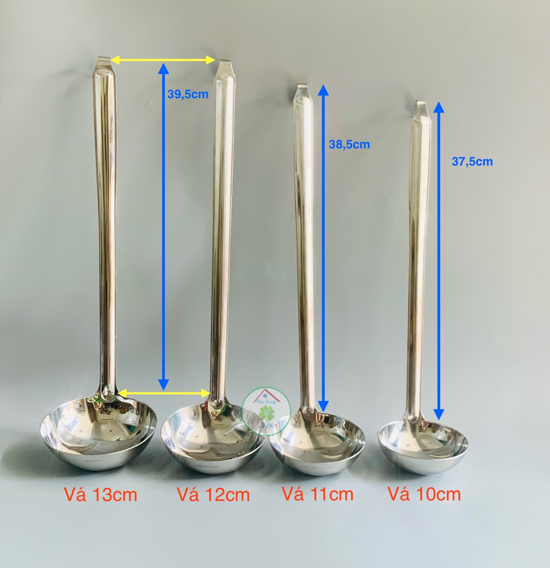 Vá múc nước lèo inox / Muôi múc nước lèo (đường kính 10cm đến 13cm)