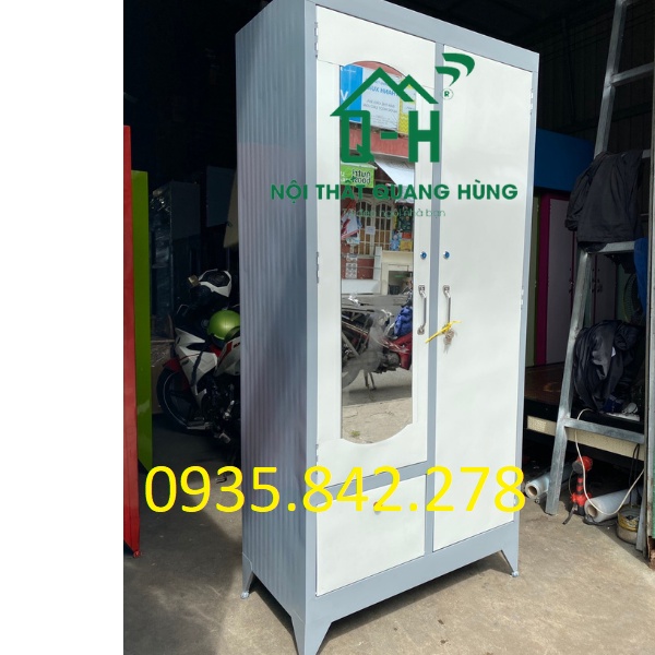 Tủ Sắt 2 Cánh 1M6 Màu Xám