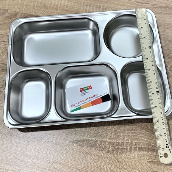 KHAY CƠM PHẦN 5 NGĂN INOX 304 LOẠI DÀY DỰNG THỨC ĂN