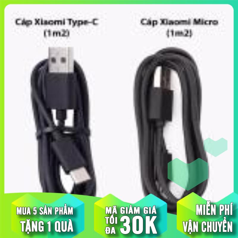 Cáp sạc xiaomi micro usb 1.2m + cáp sạc xiaomi type-c 1.2m - hàng nhập khẩu