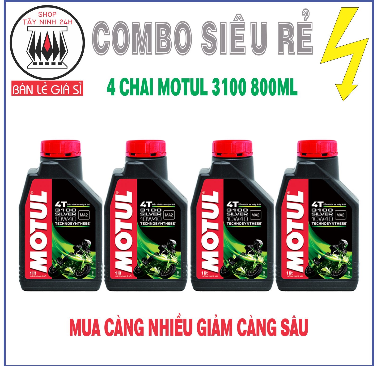 COMBO 4 MOTUL SILVER 3100 10W40 800ML