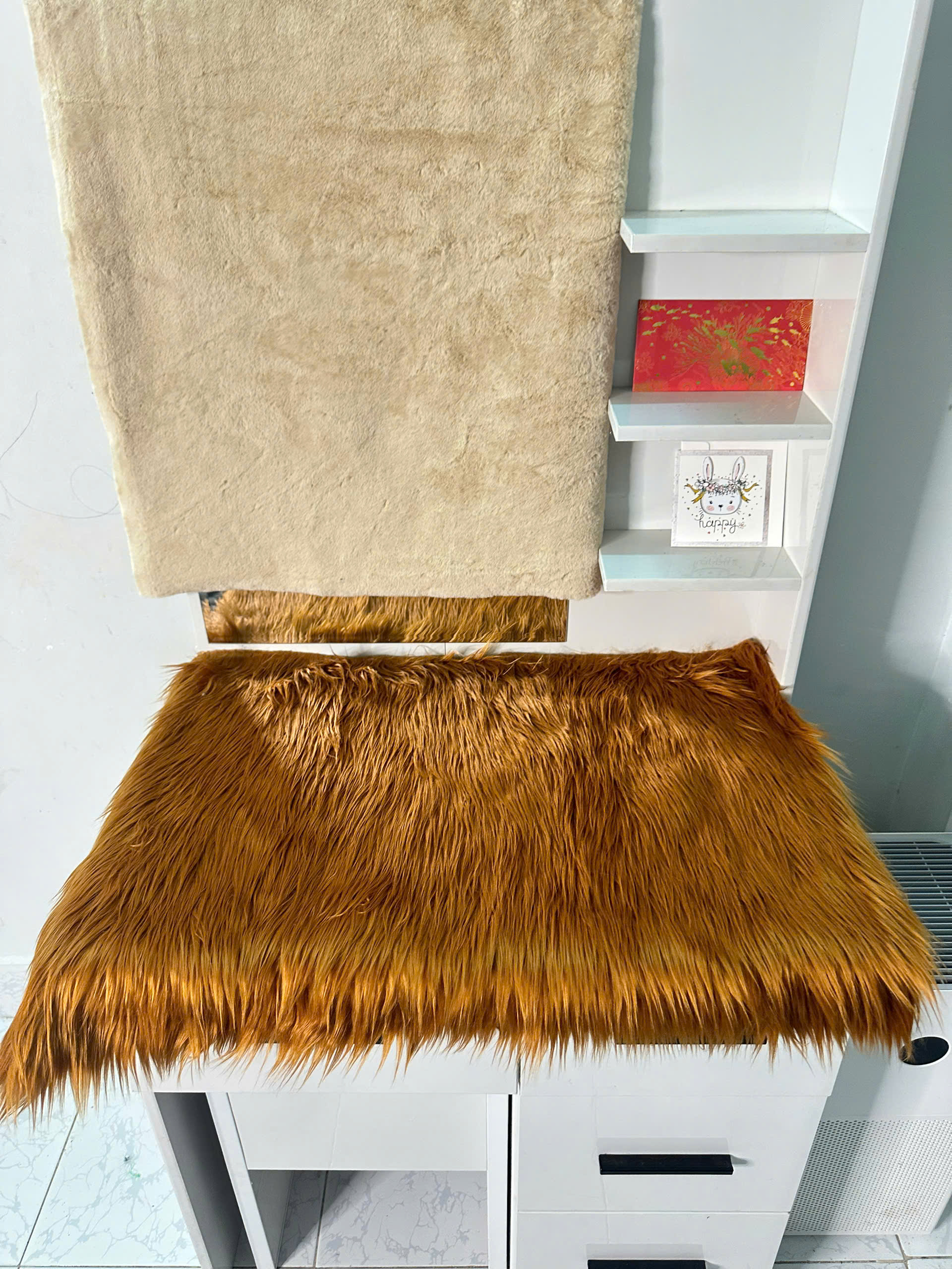 Thảm lông chụp hình - màu nâu đất lông dài