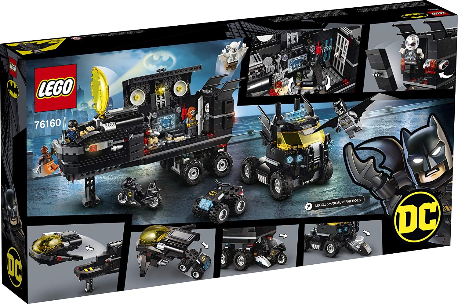 Bán hàng đích thực】LEGO DC mobile base bat 76160 Batman building toys,  Gotham City Bat Cave set and action mini figure, rất thích hợp cho trẻ từ 6  tuổi trở lên 