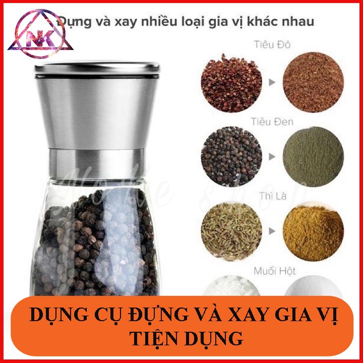 Lọ xay tiêu, Cối xay tiêu cầm tay thủy tinh, nắp chắc chắc, tiện dụng và thông minh, Dụng cụ xay tiêu thủy tinh đa năng cầm tay, máy xay tiêu mini, hũ xay tiêu, bình đựng hạt tiêu