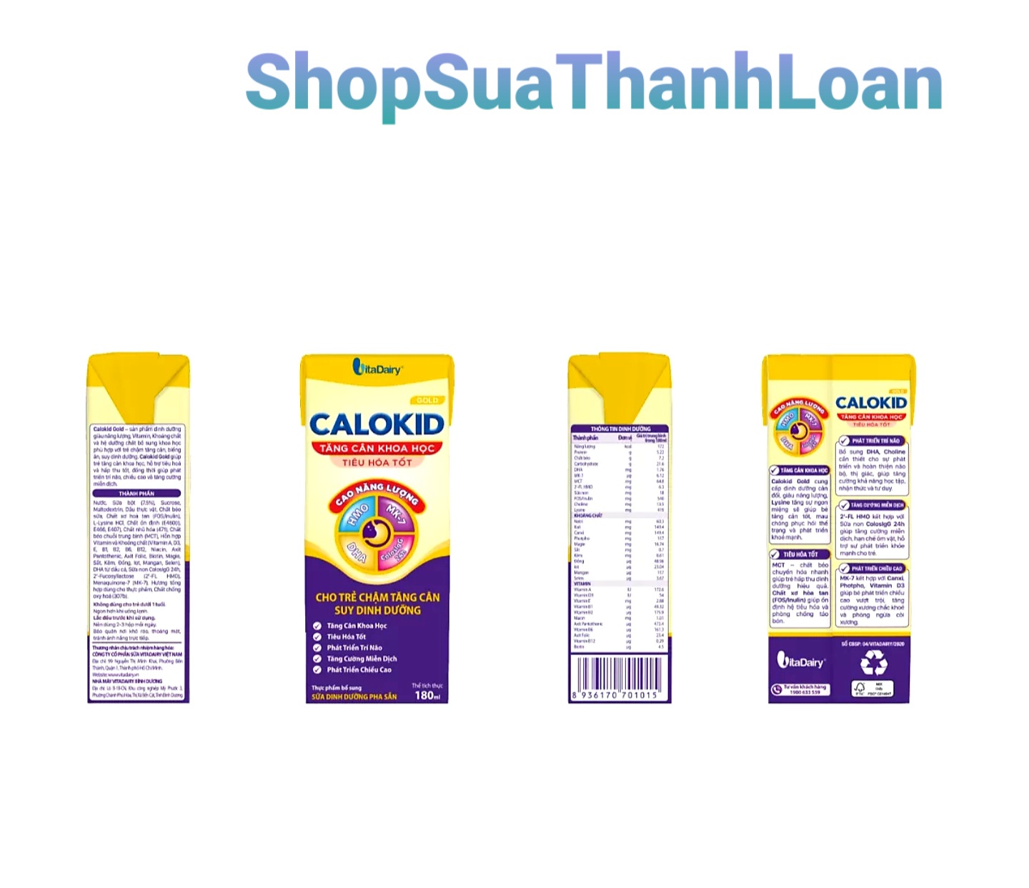 Thùng 48 Hộp Sữa Pha Sẵn Vitadairy CALOKID GOLD 180ml.
