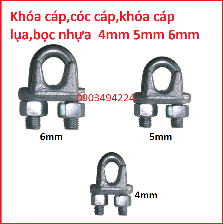 Khóa cáp,cóc cáp,khóa cáp lụa-bọc nhựa 4mm 5mm 6mm