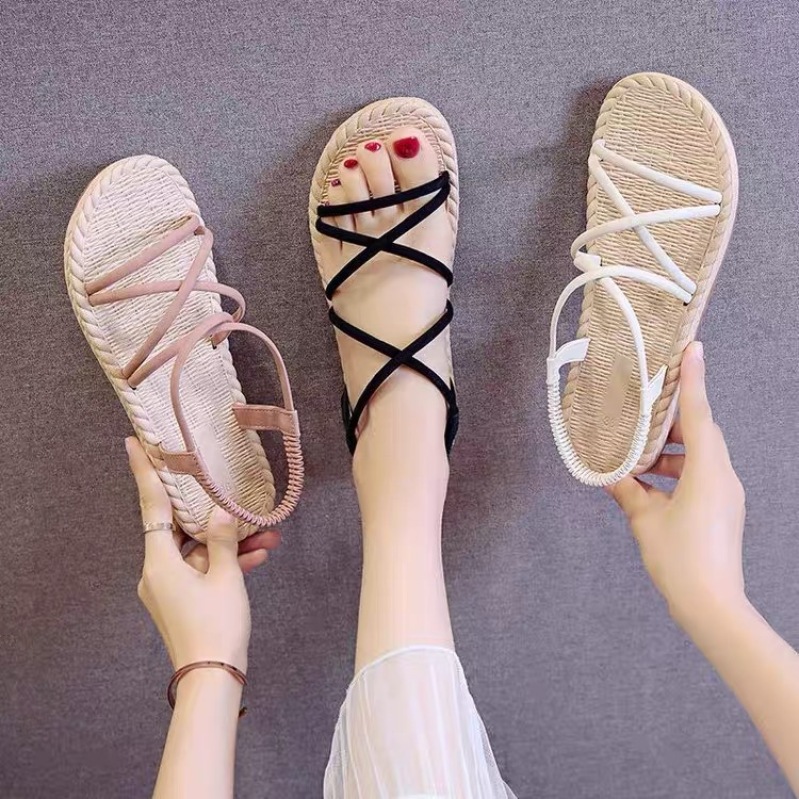 Giày Sandal Nữ Quai Chéo Đế Giả Cói Đi Mưa - GL002 giá rẻ
