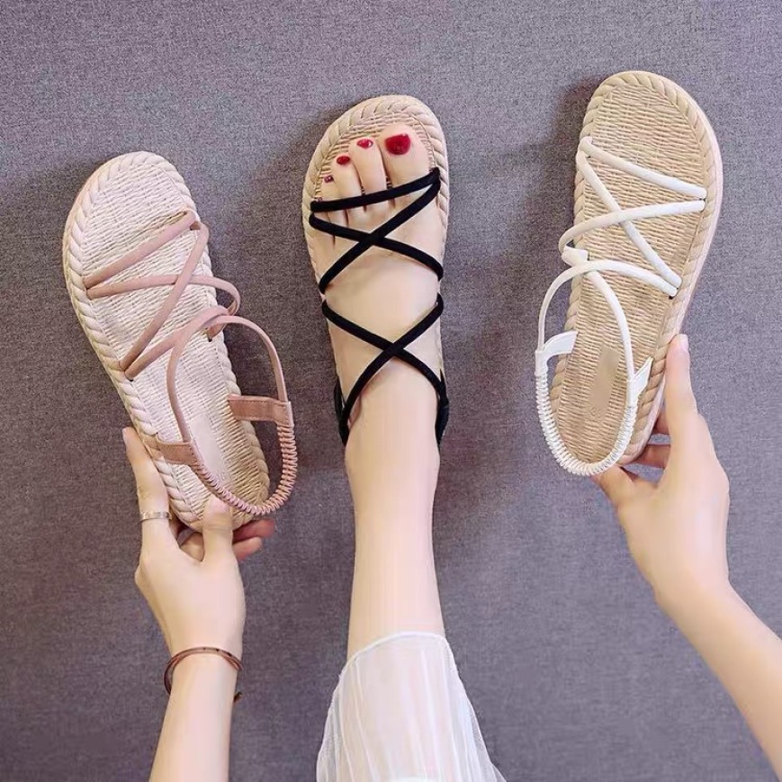 Giày Sandal Nữ Quai Chéo Đế Giả Cói Đi Mưa - GL002 giá rẻ