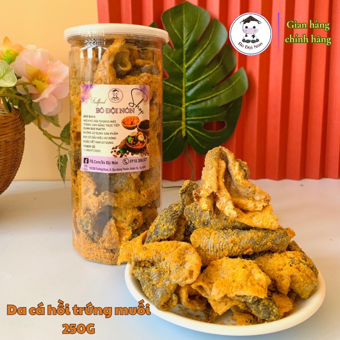 250G DA CÁ HỒI TRỨNG MUỐI CHIÊN GIÒN BÒ ĐỘI NÓN