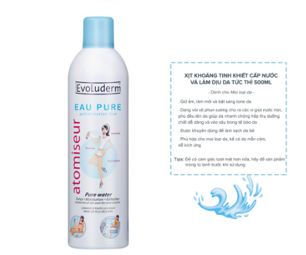 Xịt khoáng cấp ẩm làm dịu da Evoluderm 400ml