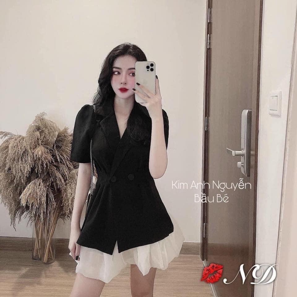 set áo vest xẻ mix chân váy