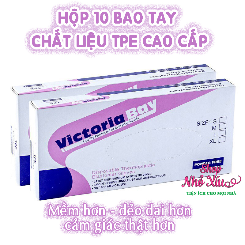 Găng tay nấu ăn - găng tay làm bếp siêu dai Victoria Bay, chất liệu TPE không mùi chống nhăn hộp 100 cái