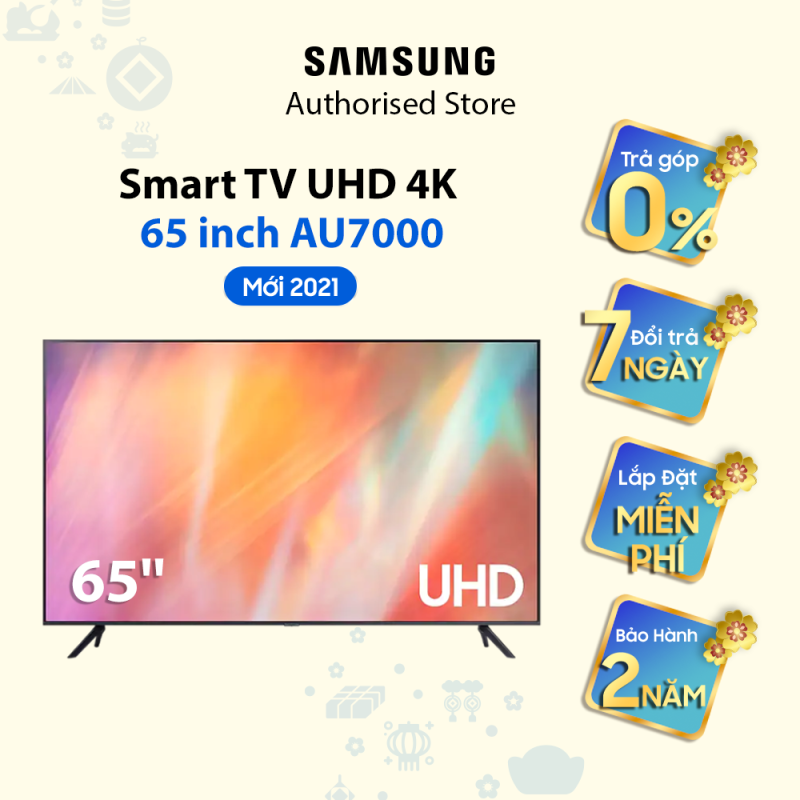 [Trả góp 0%]UA65AU7000 - Smart Tivi Samsung UHD 4K 65 inch AU7000 2021 chính hãng
